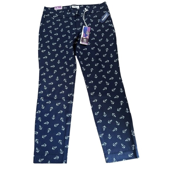Old Navy Anchor Navy The Diva Ankle Trouser Pants Size 8 Navy White NWT - Picture 1 of 9
